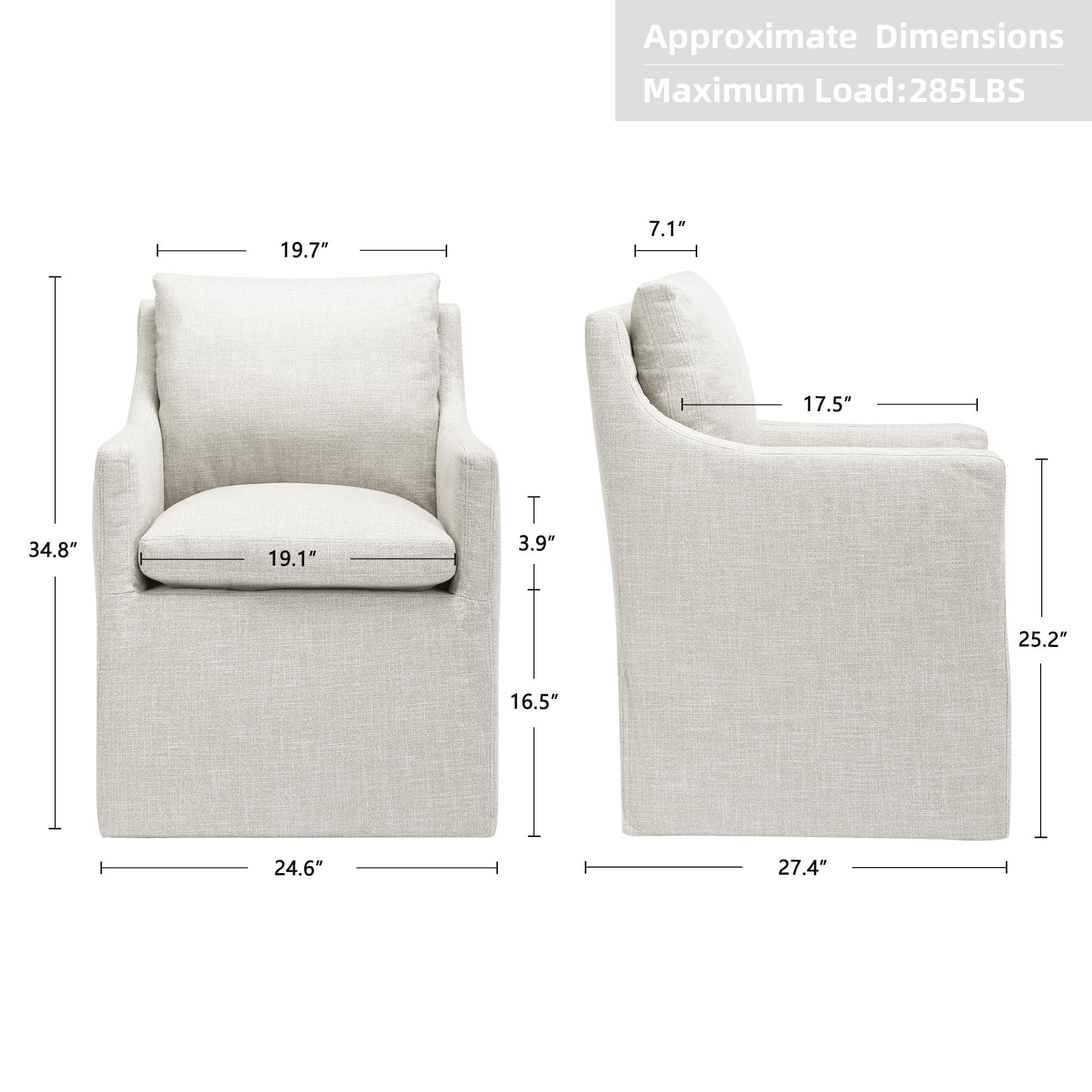 DUHOME Upholstered Dining Chairs Set of 2,Linen Accent Chair for Living Room,Single Sofa Chair wi... | Amazon (US)