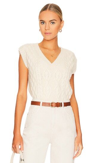 Cropped Cable Vest in Cream | Revolve Clothing (Global)