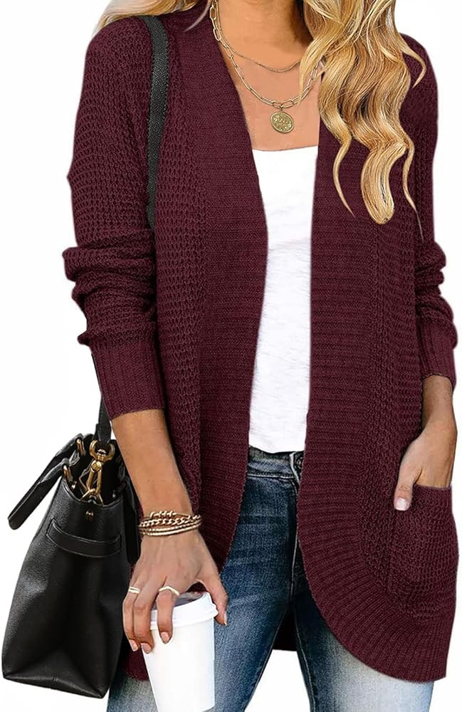 ZESICA Women's Fall Winter 2025 Long Sleeve Open Front Casual Lightweight Soft Knit Cardigan Swea... | Amazon (US)