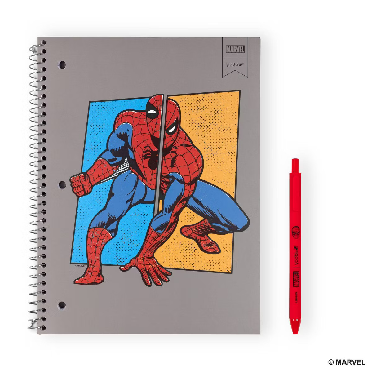 Yoobi Marvel 1 Subject Notebooks 8"x10.5" Wide Ruled with Pen Spider-Man Split | Target