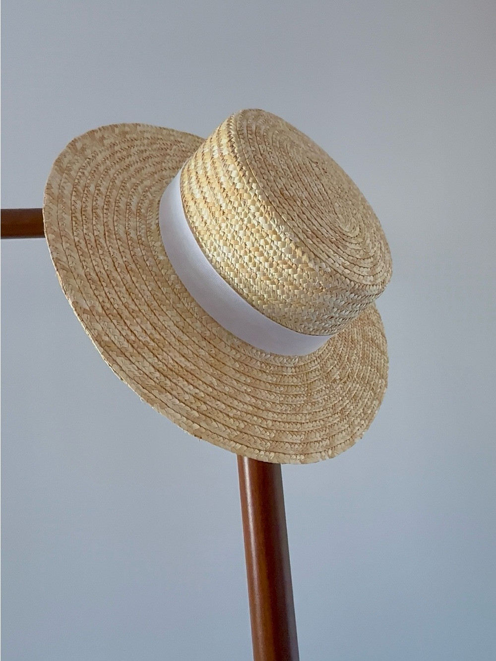 Straw Boater Hat with White Band | Poshmark