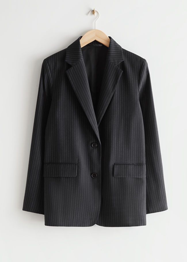 Oversized Pinstripe Wool Blazer - Black Pinstripe - Blazers - & Other Stories US | & Other Stories US