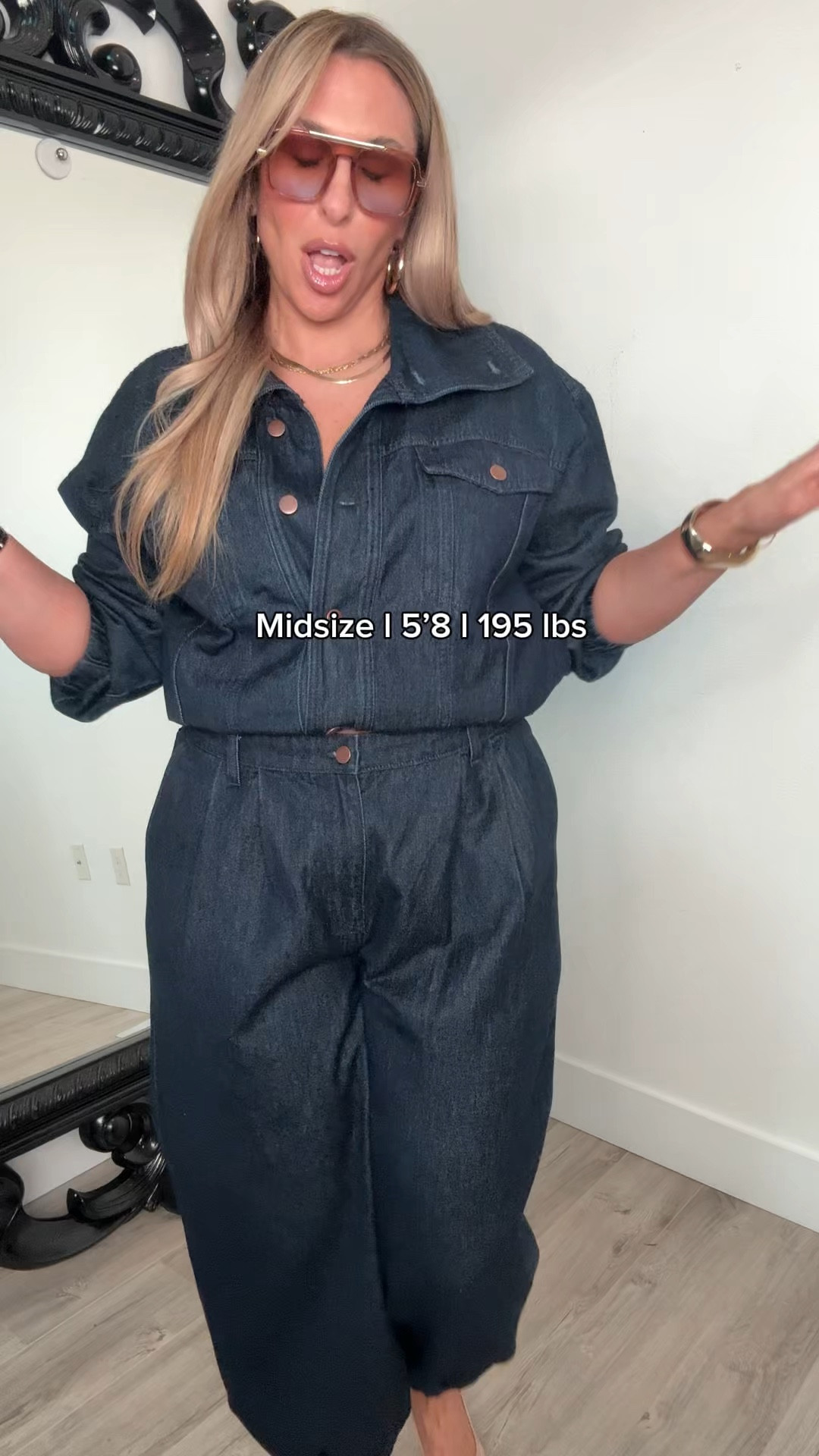 jacket size medium (size down 1-2 sizes runs big) 
pants size large fit baggy which is my preference (size down 1-2 sizes( waist has stretch) 

#LTKOver40 #LTKMidsize