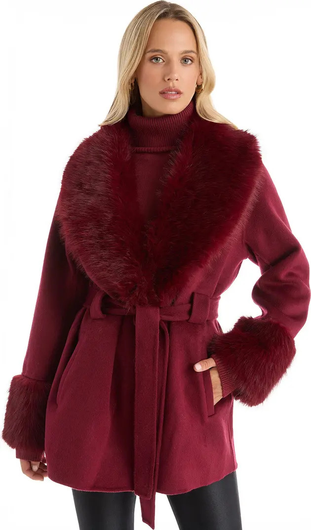 The Noli Shop Isabel Faux Fur Trim Coat | Nordstrom | Nordstrom