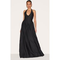 Petite Black Halter Neck Floaty Maxi Dress | PrettyLittleThing US