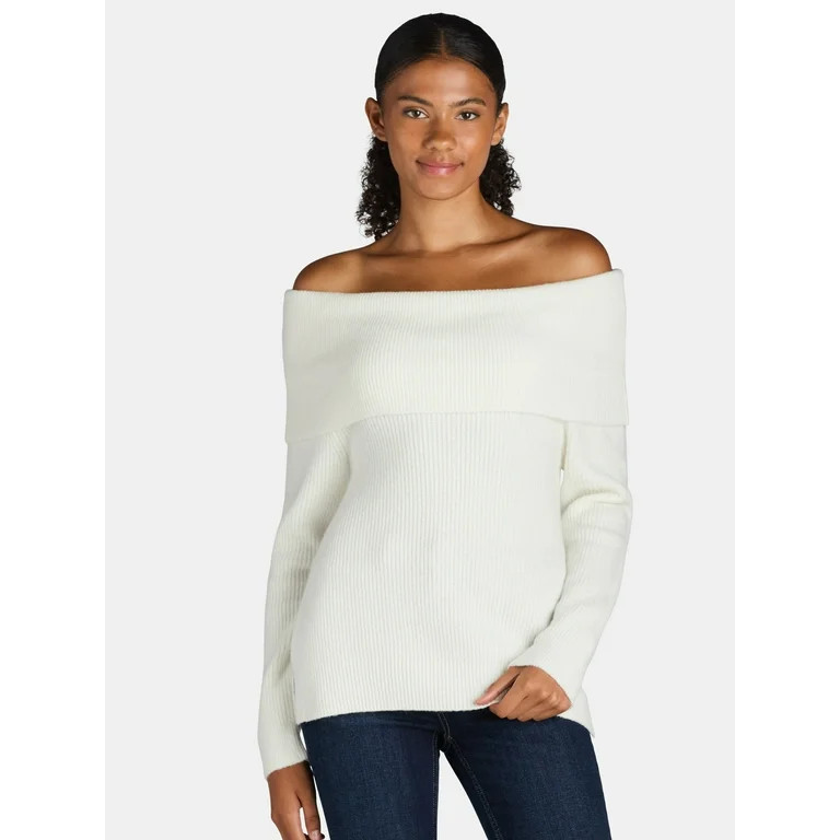 Time and Tru Women's Off Shoulder Sweater, Sizes XS-XXXL | Walmart (US)