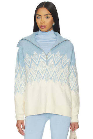 Varley Hedda Fairisle Half Zip Sweater in Ashley Blue from Revolve.com | Revolve Clothing (Global)