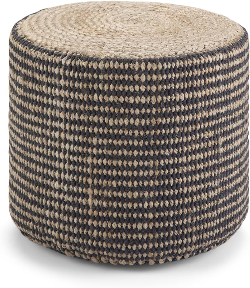 SIMPLIHOME Larissa Round Pouf, Footstool, Upholstered in Natural Hand Braided Jute, for the Livin... | Amazon (US)