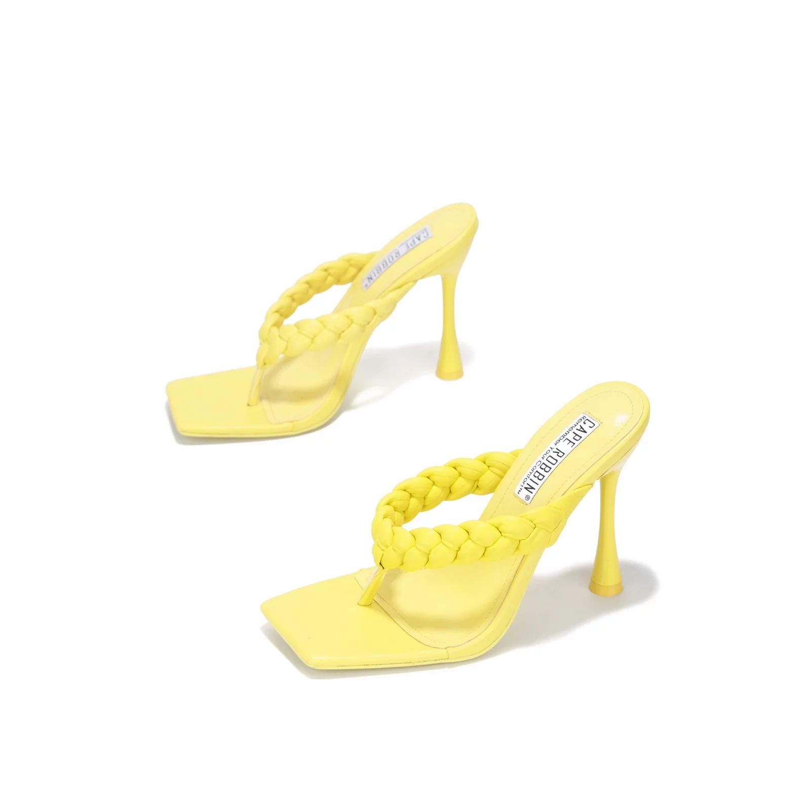 Cape Robbin TIBI Bright Yellow Thong Flip Flop Mules High Heel Pumps Sandals (8, YELLOW) - Walmar... | Walmart (US)
