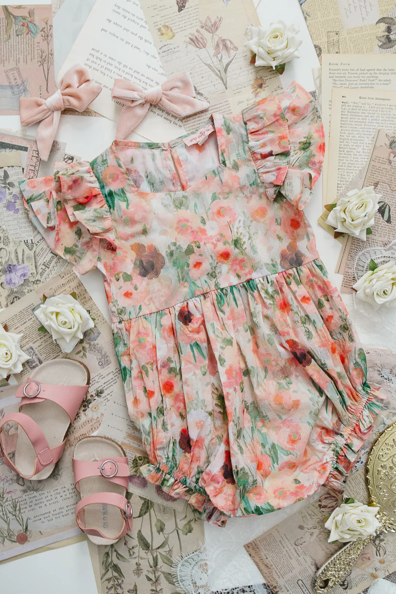 Baby Hattie Romper in Watercolor Floral | Ivy City Co