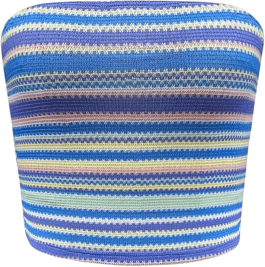GORGLITTER Women's Strapless Stripe Knit Tube Tops Bandeau Boho Summer Backless Sleeveless Colorf... | Amazon (US)