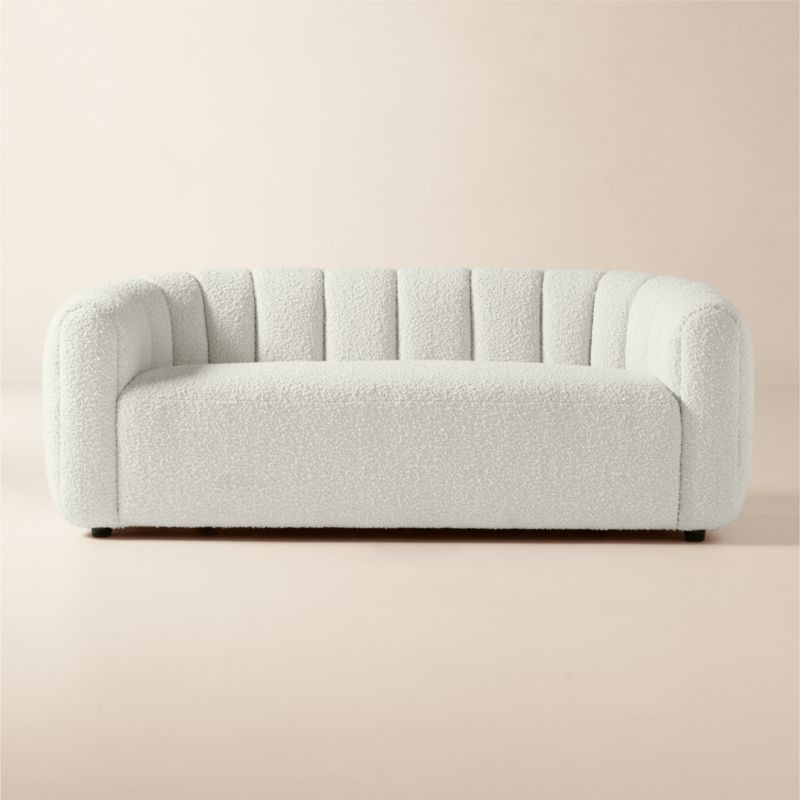 Fitz 72.5" Channeled White Boucle Loveseat + Reviews | CB2 | CB2