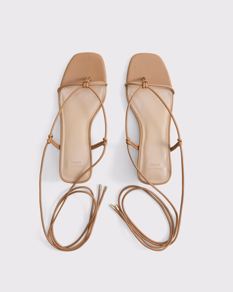 Strappy Lace-Up Block Heels | Abercrombie & Fitch (US)