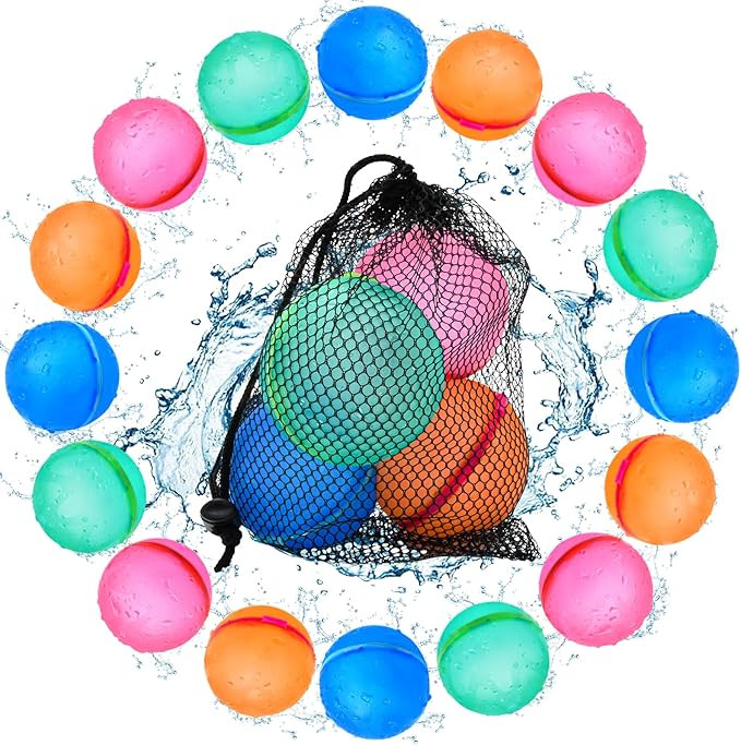 Reusable Water Bomb Balloons, Silicone Water Splash Ball with Mesh Bag, Quick Self-Sealing Water ... | Amazon (CA)
