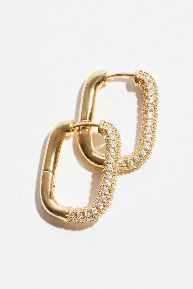 Oblong Hinge Hoop Earrings | Dynamite Clothing