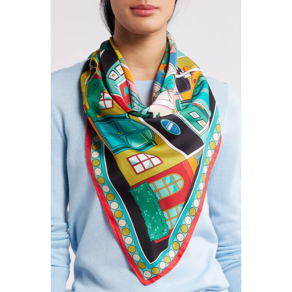 Kate Spade New York townhouse silk square scarf in Blue Multi at Nordstrom | Nordstrom