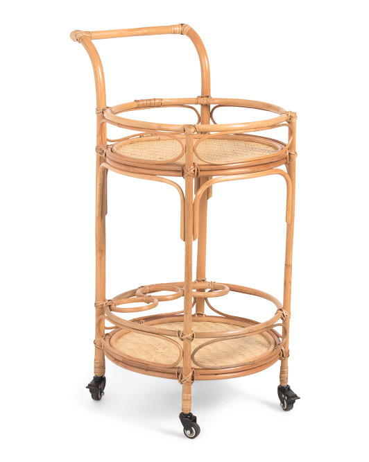 22x28 Rattan Trolley With Bamboo Woven On The Base | TJ Maxx