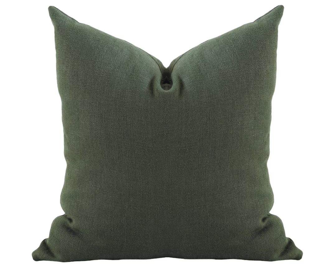 Green Linen Pillow Cover Moss Green Linen Pillow Sage Green - Etsy | Etsy (US)