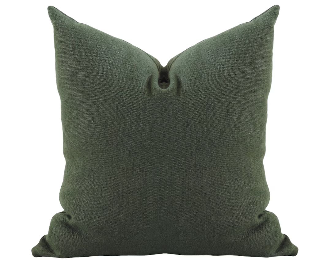Green Linen Pillow Cover, Moss Green Linen Pillow, Sage Green, Pillow Covers 20x20, Designer Thro... | Etsy (US)