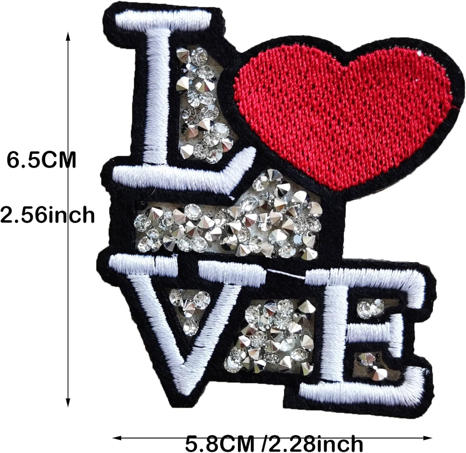 Rhinestone Love Patch, 2PCS Cute Love You Red Heart Iron On Patch, Decorative Applique Patch DIY ... | Amazon (US)
