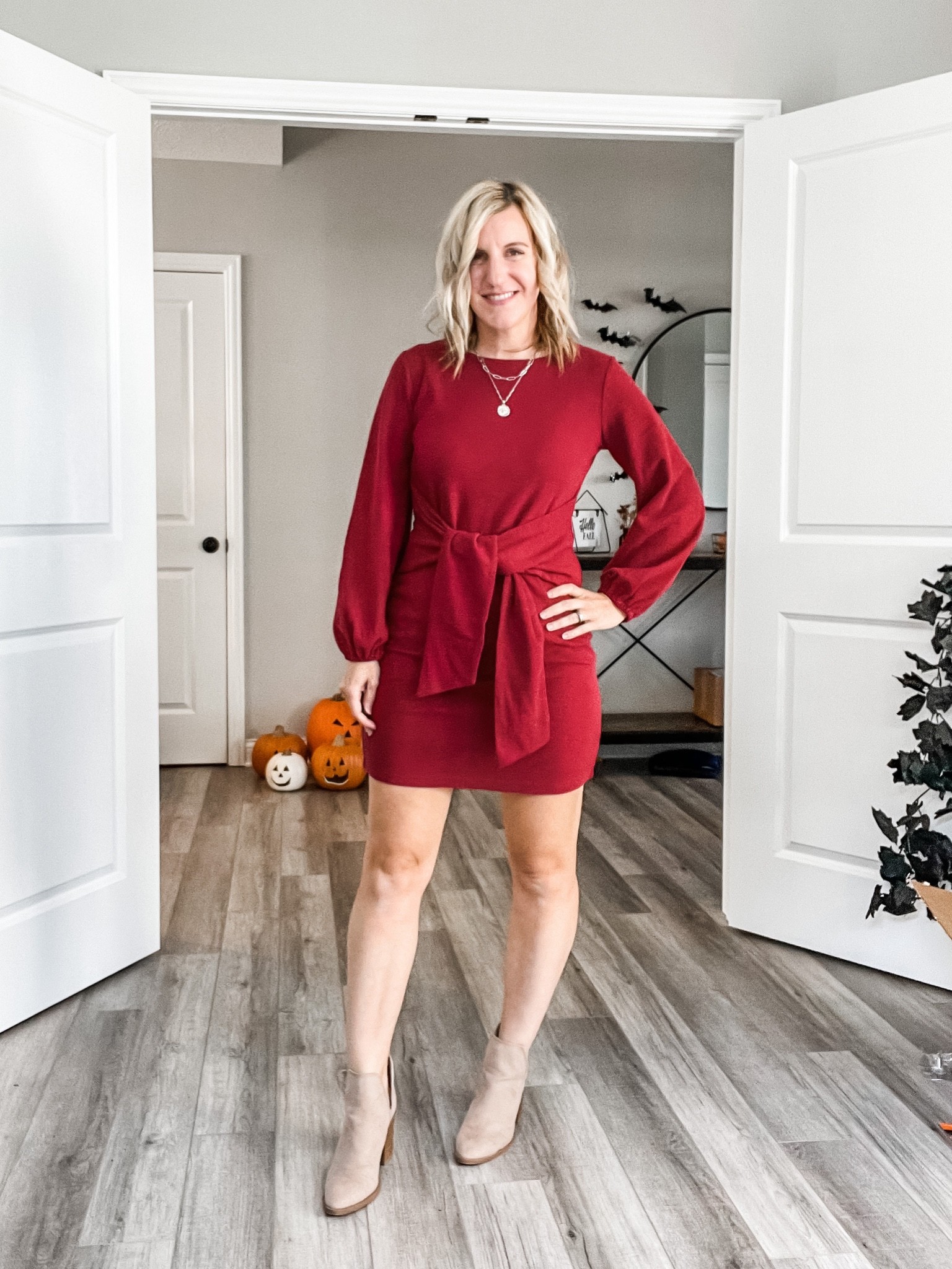 The only red dress you need this fall. And it would be perfect for holiday gatherings! Wearing a small and it fits tts. 
Holiday outfit, fall dress

#LTKSeasonal #LTKHoliday #LTKunder50