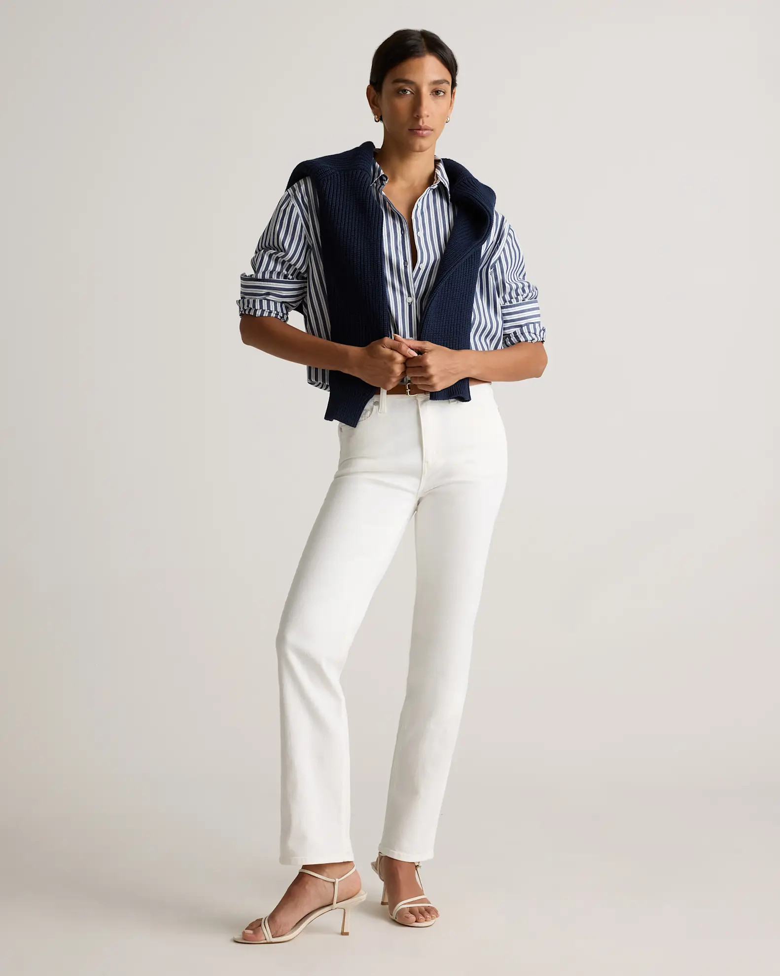 Bella Stretch Straight Jeans in Cloud White | Quince