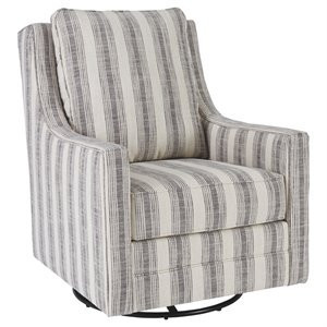 Signature Design by Ashley Kambria Swivel Glider Accent Chair in Ivory and Black | Cymax