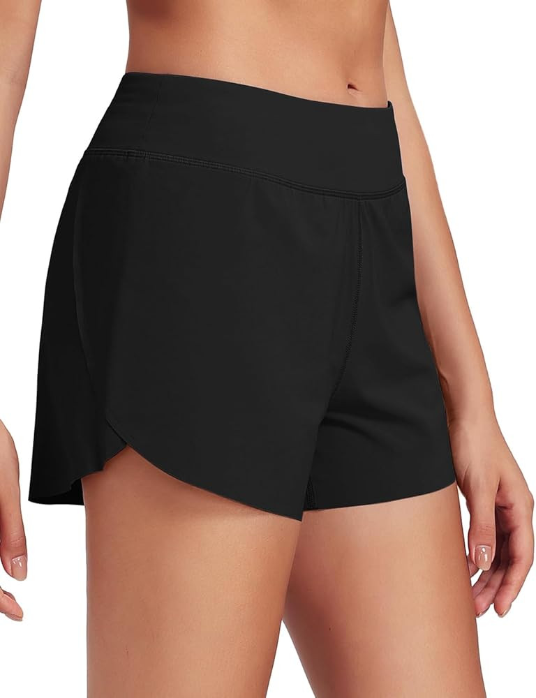 HeyNuts My Pace Athletic Shorts for Women, Upgraded Mid Waisted Workout Gym Running Shorts with L... | Amazon (US)