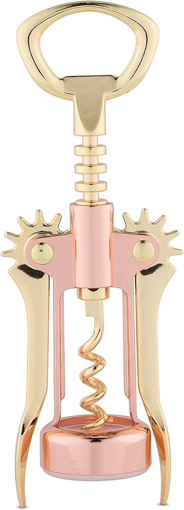Twine Two-Tone Copper and Gold Winged Corkscrew, Self Centering Worm, Wine Bottle Opener, Lever A... | Amazon (US)
