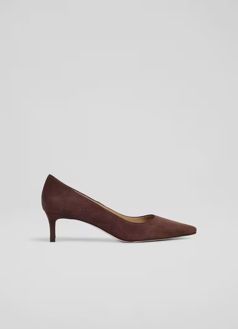 New Ava Brown Suede Pointed Kitten Heel Court | L.K. Bennett (UK)
