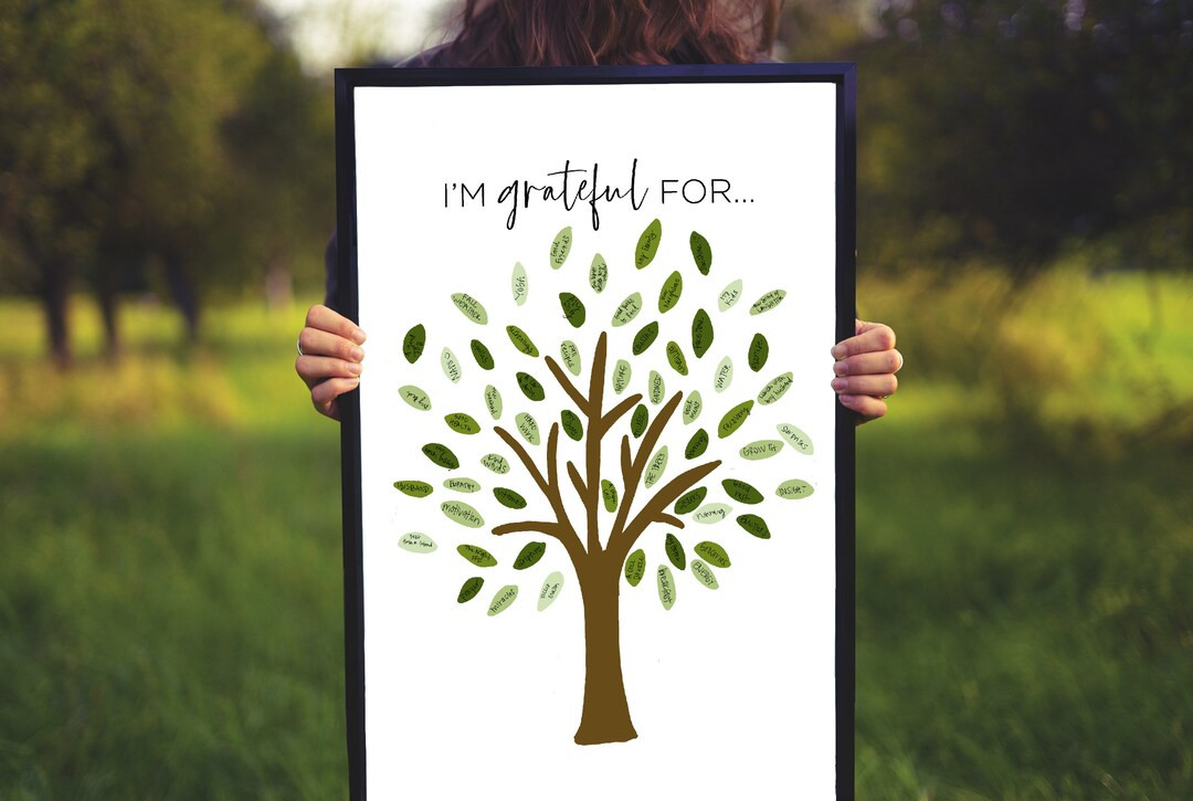 Oversized Thankful Tree gratitude Tree Print - Etsy | Etsy (US)
