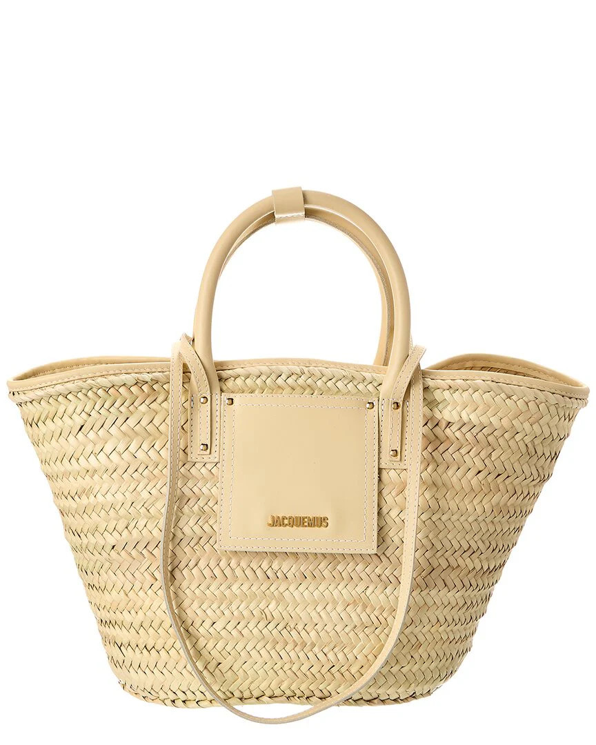 Jacquemus Le Panier Soli Palm & Leather Tote | Shop Simon