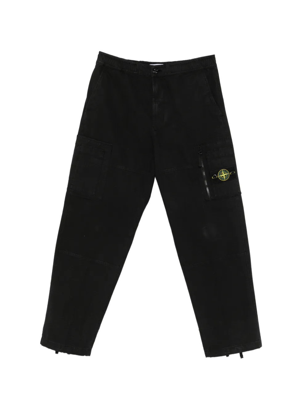 Stone Island 3100015 organic cotton ripstop loose-fit cargo trousers with zip and snap pockets - Black | Farfetch Global