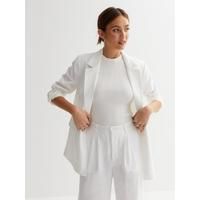 New Look Linen-Look Button Front Blazer - White | Very (UK)