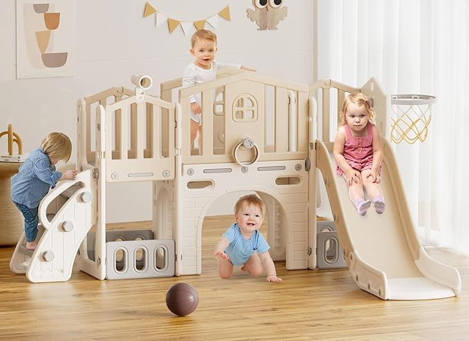 XJD 9 in 1 Toddler Slide Set, Kids Slide for Toddlers Age 1+, Toddler Climber Slide PlaySet with ... | Amazon (US)