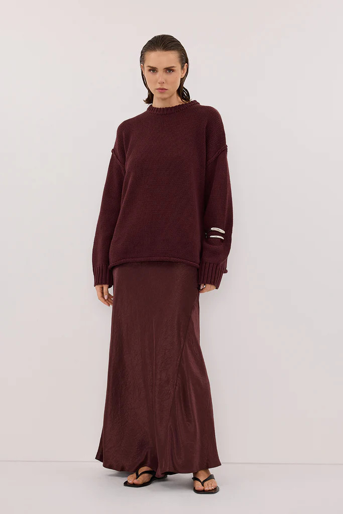ROY WALNUT OVERSIZED LONGLINE KNIT JUMPER | DISSH