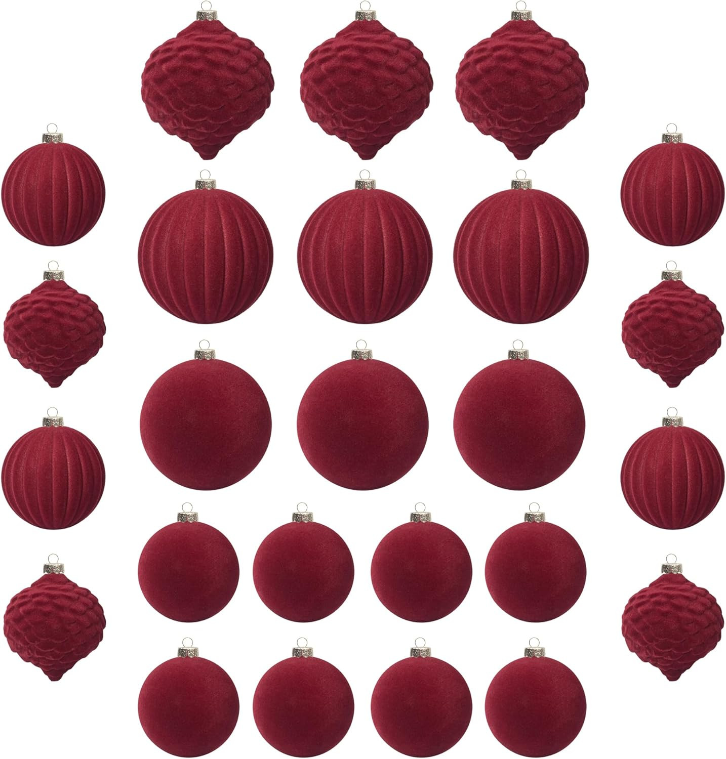 KI Store Velvet Christmas Balls Burgundy 25pcs Flocked Christmas Tree Ornaments Assortment for Xm... | Amazon (US)