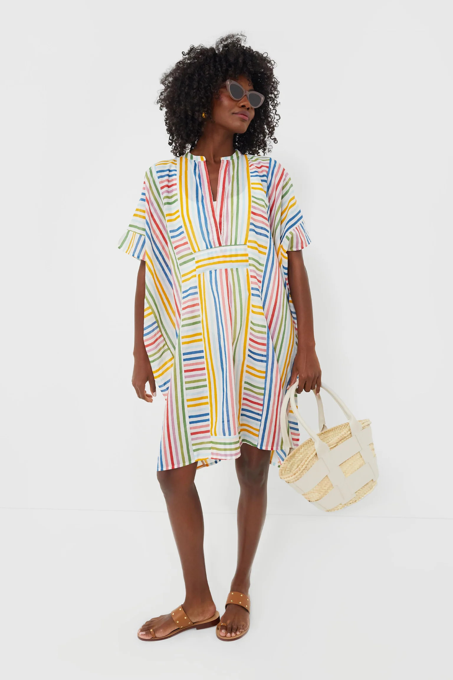 Aurora Pink Stripe Emerson Short Caftan | Tuckernuck (US)