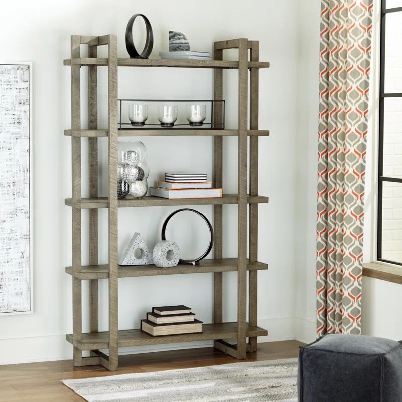 Bergton 78'' H x 48'' W Solid Wood Etagere Bookcase | Wayfair North America