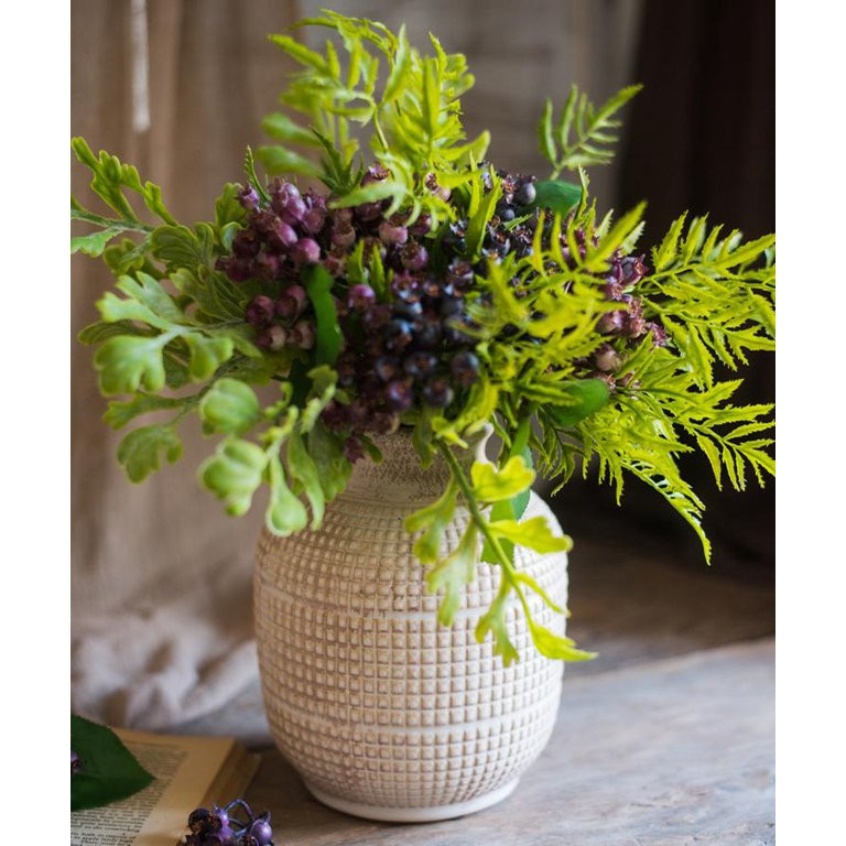 White Textured Porcelain Ceramic Jar Vase - Walmart.com | Walmart (US)