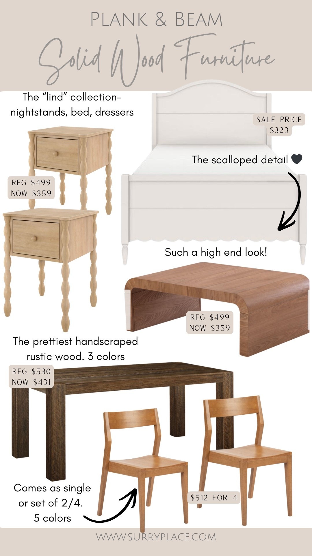 Plank & beam solid wood furniture.