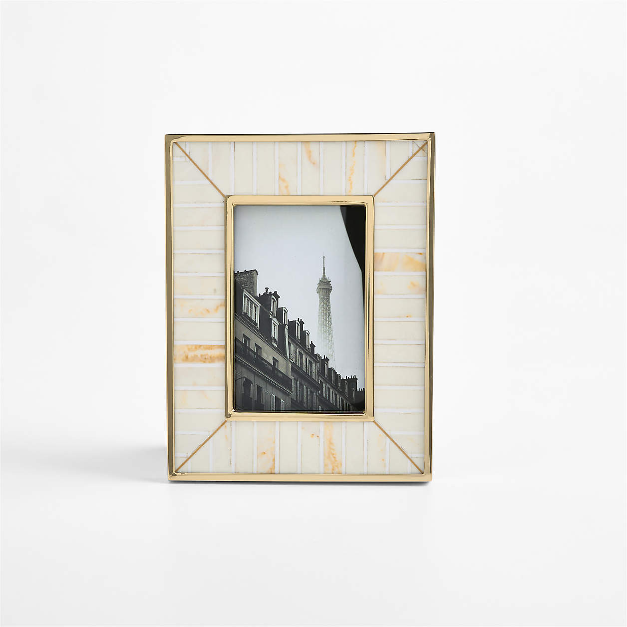 Love Story Ivory and Gold Resin 4"x6" Picture Frame by Laura Harrier and Tiffany Howell | Crate &... | Crate & Barrel