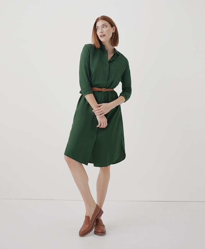 sunset light gauze midi shirt dress | Pact Apparel