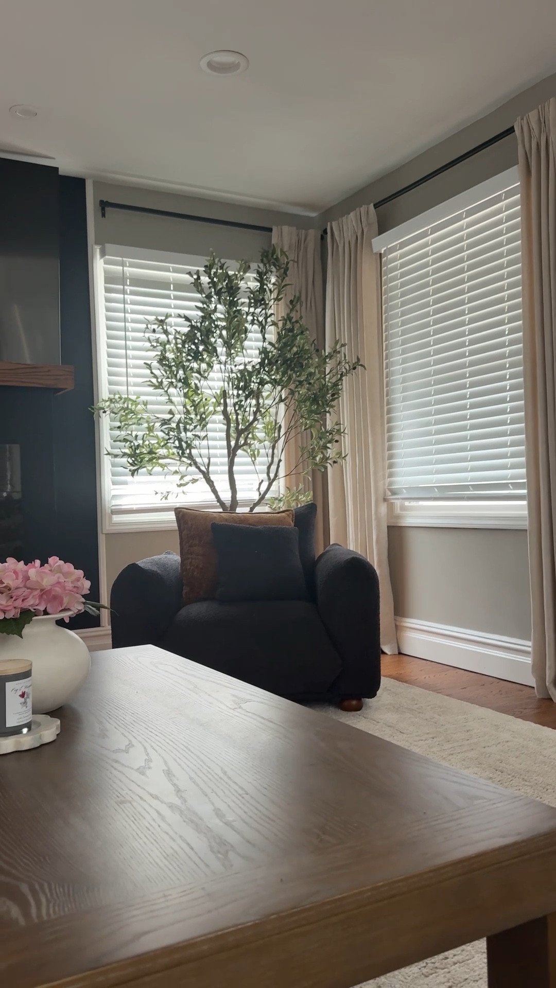 New curtains!! Linked exact products below. Tree is out of stock but linked almost an exact one. 

Sofa chairs, rug and table are Wayfair. Curtains are from Amazon in shade natural 

#LTKFamily #LTKHome #LTKStyleTip