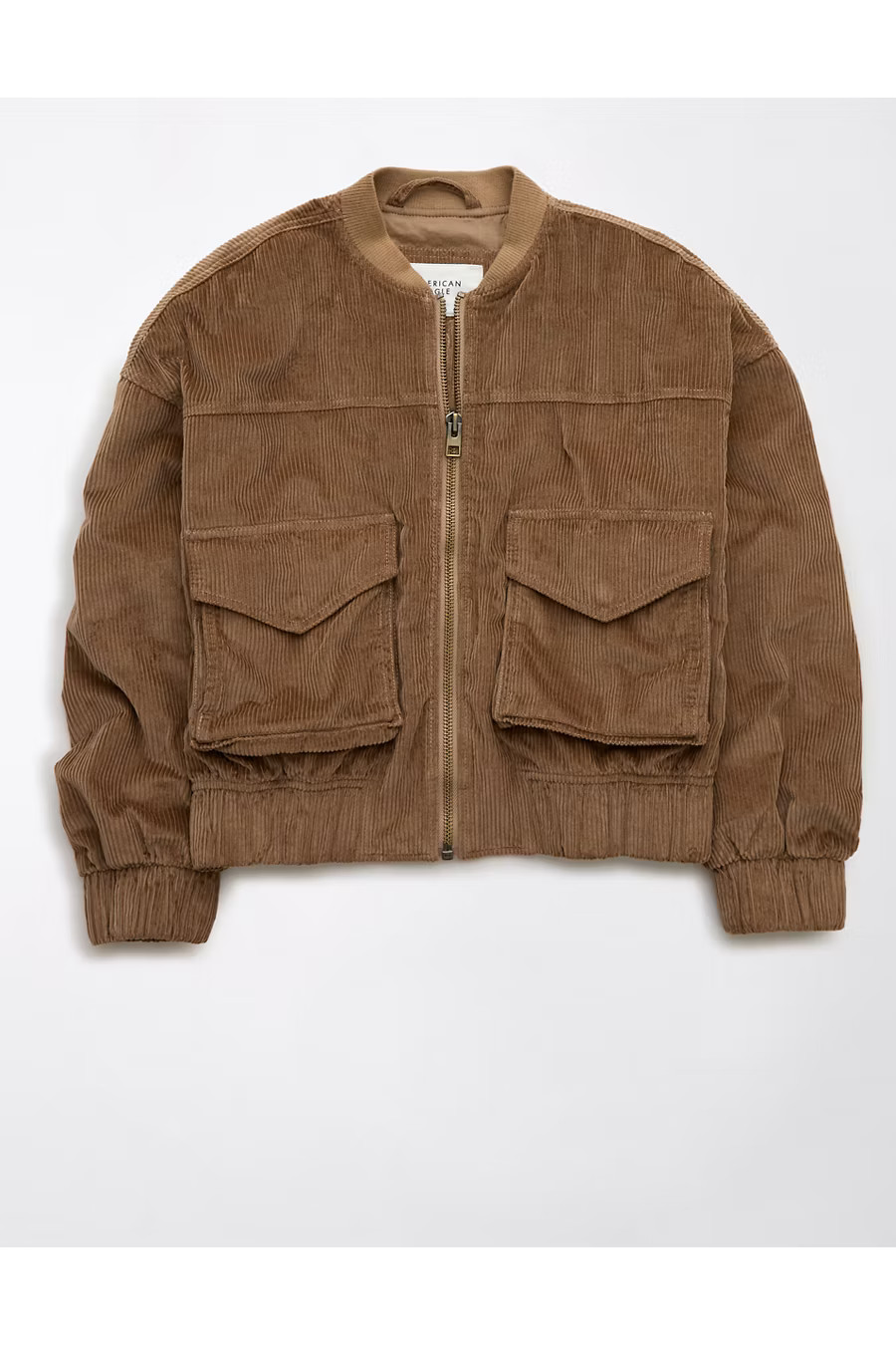 AE Oversized Corduroy Bomber Jacket Women's Brown S | American Eagle Outfitters (US & CA)