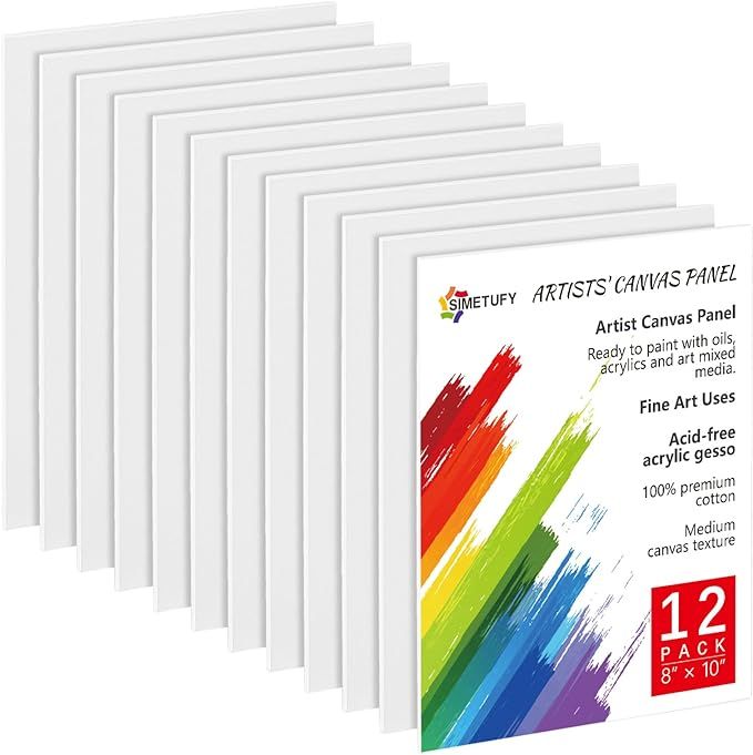 Canvases for Painting 12 Pack,8 x 10 Inch Painting Canvas, Blank Canvas Boards for Painting- Gess... | Amazon (US)