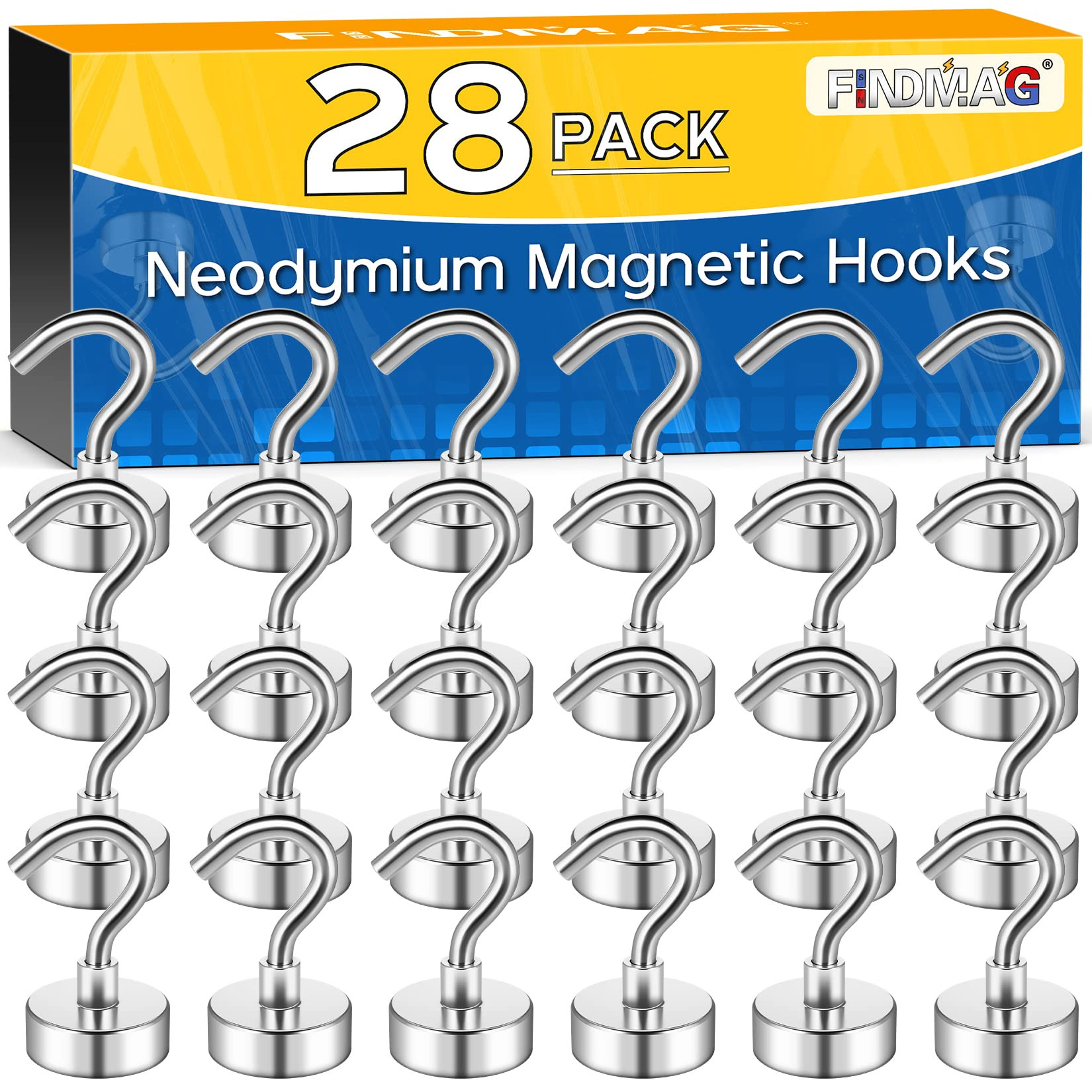 FINDMAG Magnet Hooks, 25 LB Neodymium Magnetic Hooks for Cruise Cabins, Strong Metal Hooks for Cr... | Amazon (US)