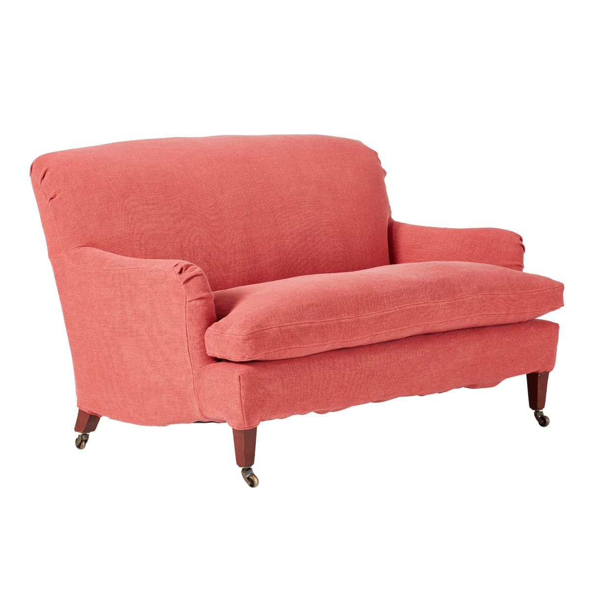 Linen Loose Cover For Coleridge 2-Seater Sofa - Coral | OKA Direct (UK)