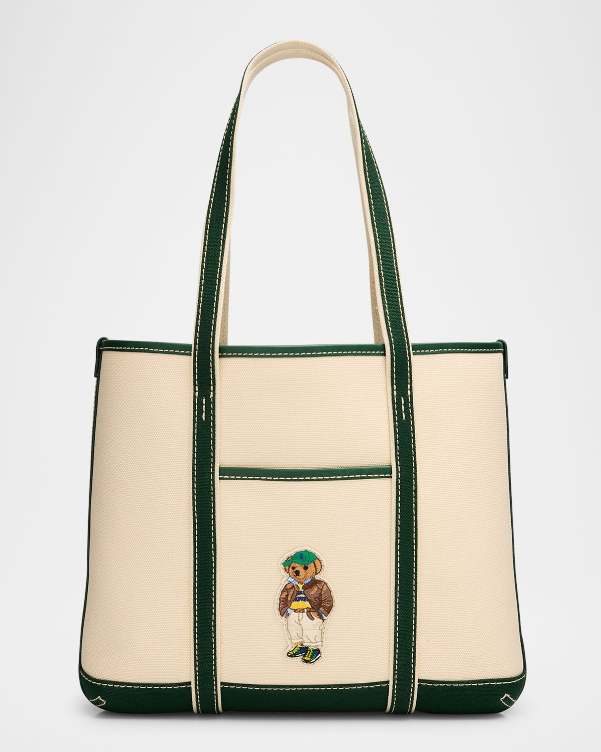 Polo Bear Canvas Small Shopper Tote Bag | Neiman Marcus