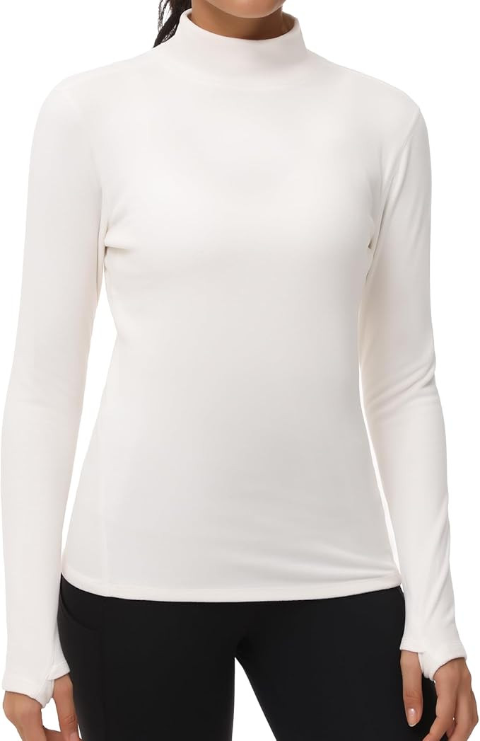 THE GYM PEOPLE Women's Mock Turtleneck Long Sleeve Shirts Fleece Thermal Underwear Pullover Tops ... | Amazon (US)